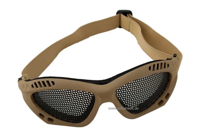 Airsoft Brille - Metallgitter, beige