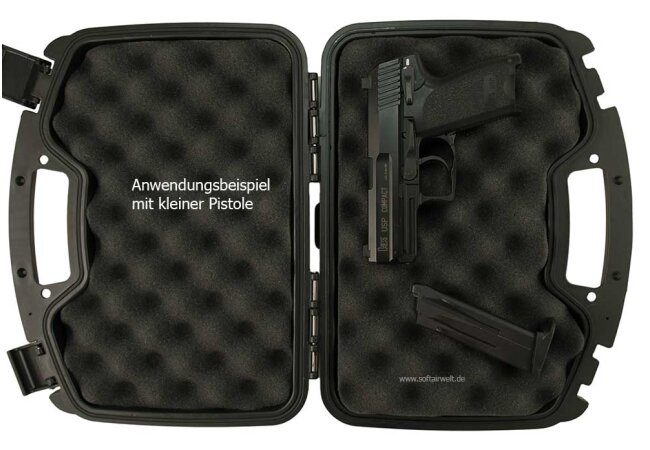 Pistolen-Koffer, Kunststoff, groß, abschließbar, schwarz