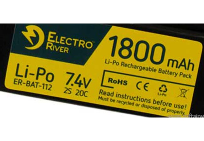 Electro River LiPo Akku 7,4V 1800mAh, 20C, Twin-Block-Type