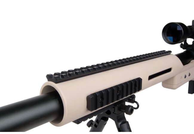 GSG 4410 Sniper Softair Set inkl. Zielfernrohr und Zweibein, tan