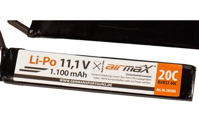 Airmax LiPo Akku 11,1V, 1100mAh, 20C, Triple Type