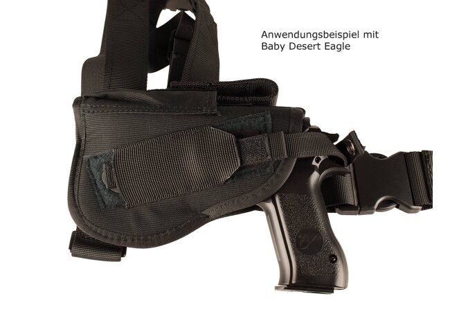 Bein- und Gürtel Pistolenholster für Linkshänder, schwarz