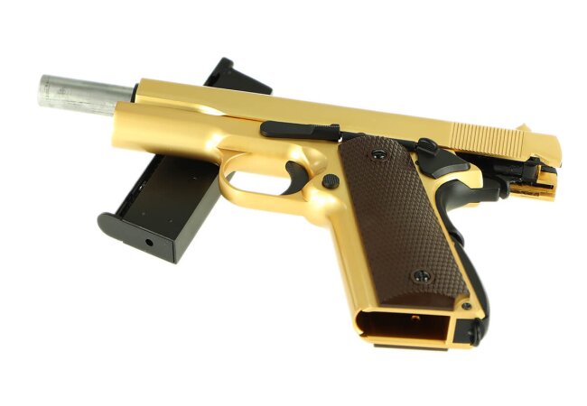 M1911 Full Metal GBB Softair Pistole, gold