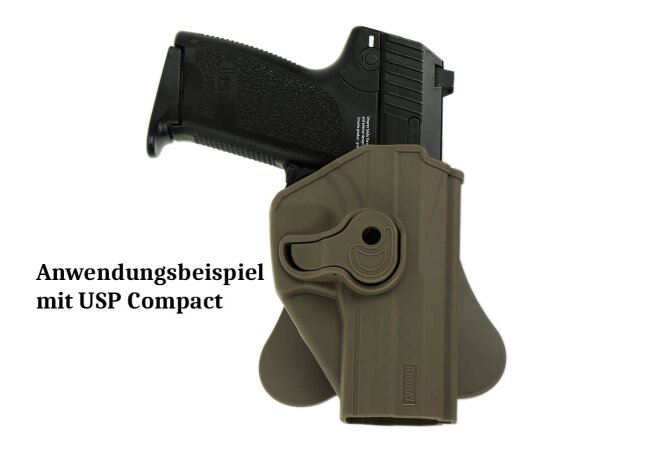 Amomax Roto Polymer Paddle Holster für USP, USP Compact, P8 A1 - Dark Earth