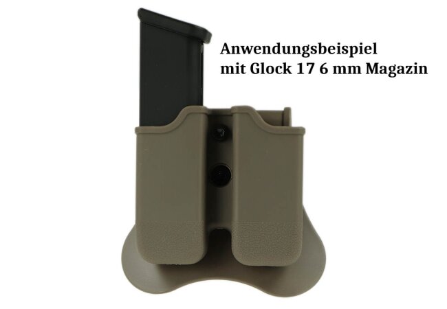Roto Double Mag Pouch für Glock 17 18 19, Dark Earth