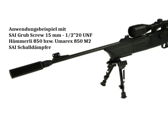 SAI Grub Screw Adapter 1/2"x20 UNF - 10,0 mm für Luftgewehre 4,5 mm und 5,5 mm