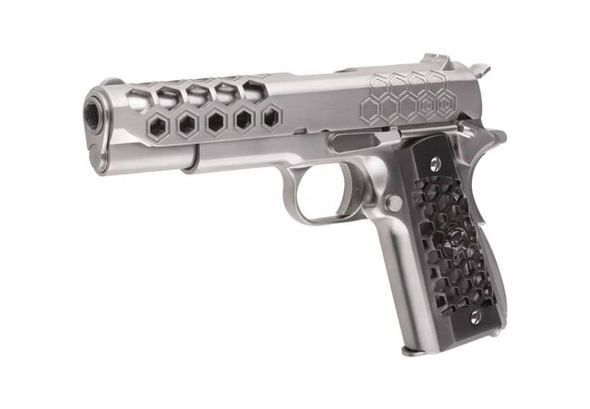 M1911 Hex Cut Full Metal GBB Softair Pistole, silbern
