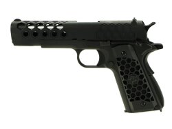 M1911 Hex Cut Full Metal GBB Softair Pistole, schwarz