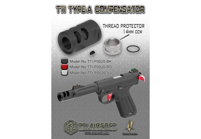 TTI AAP01 Typ-A Compensator 14mm CCW, schwarz