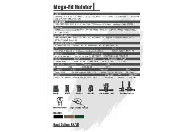 Cytac Roto Mega-Fit Universal Holster auf Klettverschlussplatte (MagicPlate), schwarz, Rechtshänder